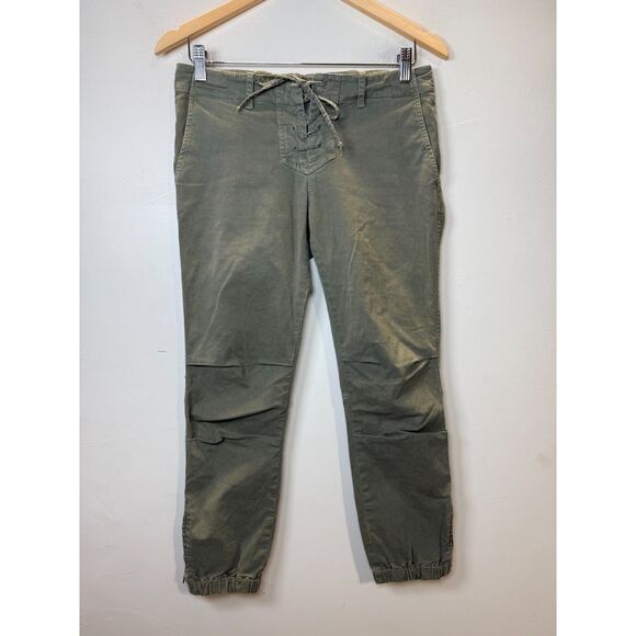 Nili Lotan Women's Size 2 Military Green Lace Up Jogger Pants Cropped - Picture 4 of 9